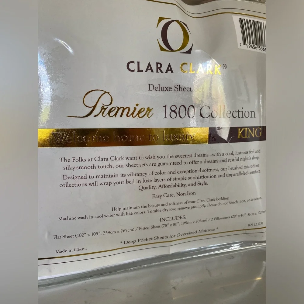 Clara Clark Premier 1800 Collection King Sheet Set - White NIB